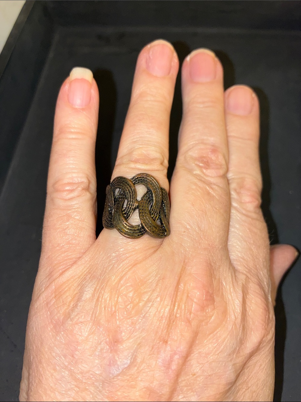 Braided Snake-Style Stretch Ring in Brown